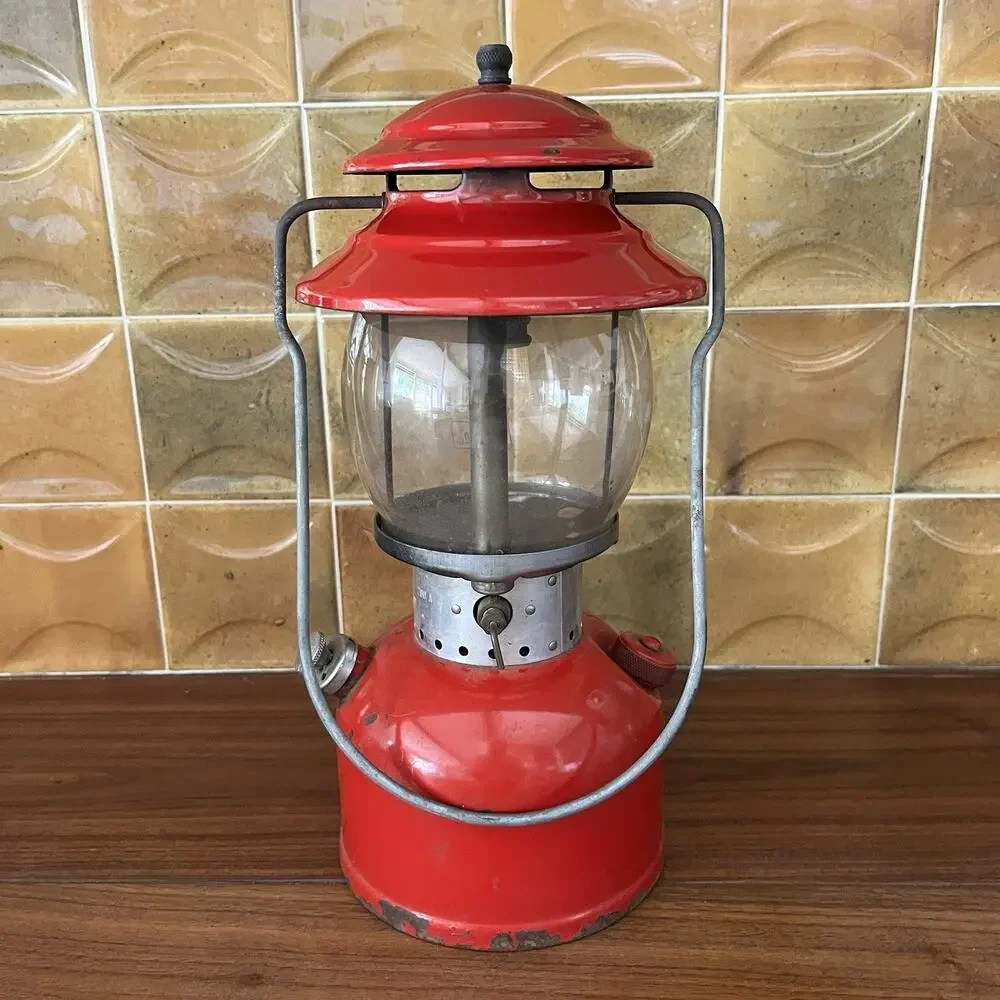 Vintage Coleman Red Gas Single Mantle Camping Lantern